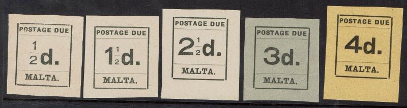 MALTA 1925 POSTAGE DUE TYPESET RANGE TO 4D