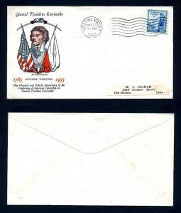 # 734 First Day Cover with LinPrint cachet Boston, MA - 10-13-1934