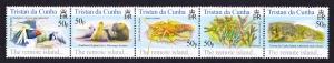 Tristan da Cunha Birds Fish Marine Life Plants The Remote Island strip of 5v