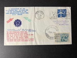 1959 USA Airmail Cover McAllen TX Local Use First International Rocket 23 Years