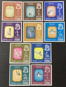 Dubai 1964 #43-52 Imperforate, Olympics, MNH.