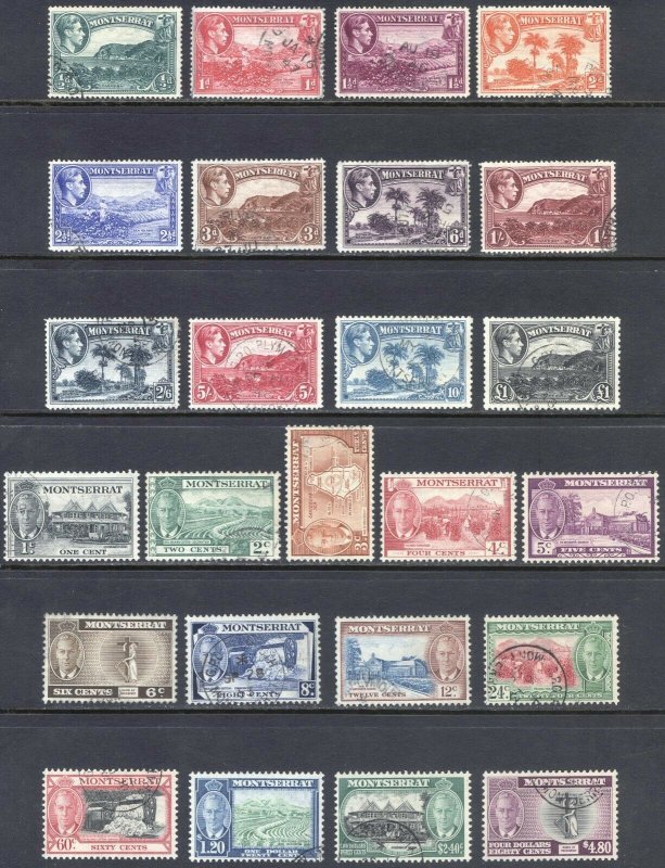 Montserrat 1938&1951 SETS SG101-12&123-35 Scott 92-103&114-26 VFU Cat£125($156)