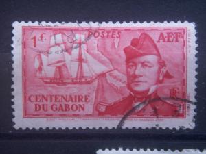 AEF, GABON, 1938, used 1f, Count Louis Edouard Bouet-Willaumez,  Scott 75