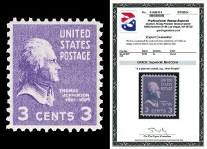 Scott 807 1938 3c Presidential Issue Mint Graded Superb 98 NH with PSE CERT