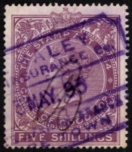 1885 Cape of Good Hope Revenue 5 Shillings Queen Victoria Stamp Duty