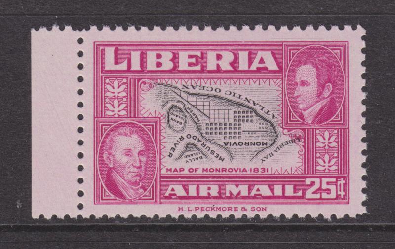 Liberia San 101a MNH. 25c Air Mail w/ Inverted Center, VF