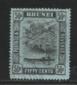 BRUNEI 1908 VIEW 50C WMK MULTI CROWN CA