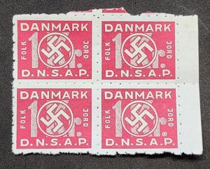 DNSAP Stamp Blocks Denmark Danish Nazi party block MNH WW2 WWII Germany German