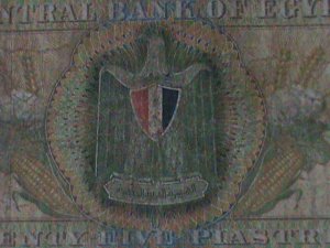 EGYPT-CENTRAL BANK OF EGYPT $25 PIASTRES-CIRCULATED-F-57 YEARS OLD-ANTIQUE