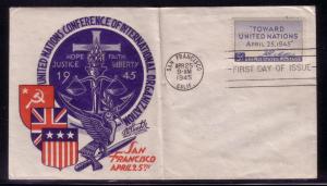 U.S. FDC Sc. # 928 U.N. Staehle Cachet L100 