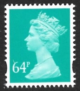 GREAT BRITAIN 1997-2004 64p Greenish Blue QE2 Machin Issue Sc MH276 MNH