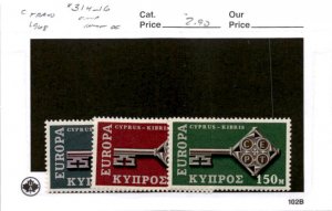 Cyprus, Postage Stamp, #314-316 Mint Hinged, 1968 Europa (AB)