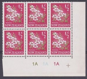 NEW ZEALAND 1960 ½c Manuka plate block MNH..................................P821