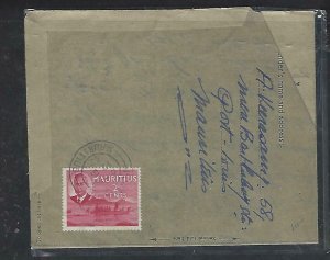 MAURITIUS COVER (P1311B) 1952 KGVI 2C+3C+10C+20C ON FORMULA AEROGRAM TO USA