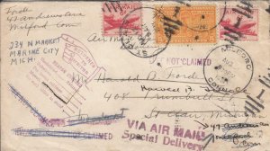 1951, Milford, CT to St. Clair, MI, Airmail, See Remark (38396)