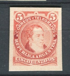 ARGENTINA; 1880s Scarce classic PROOF of Portrait Design 5c. on Thick Card
