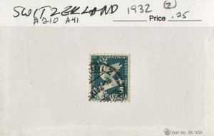 SWITZERLAND #210, USED ON 102 CARD - 1932 - SWIT176