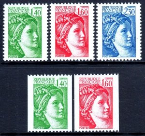 France 1981 Sabine Complete Mint MNH Set SC 1755-1759 CV $4.75