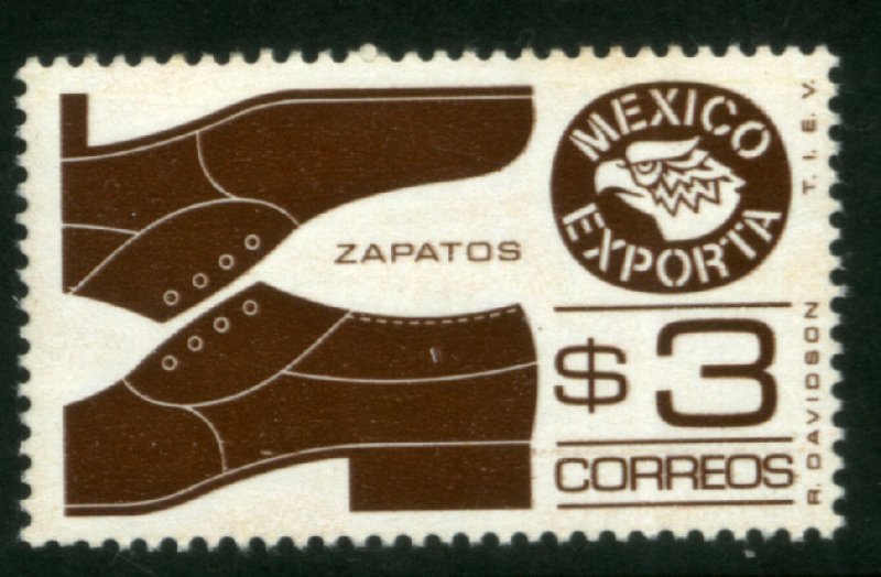 MEXICO Exporta 1118, $3P Shoes Perf 14 Fluor Paper 6. MINT, NH. VF.