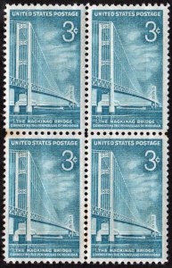 SC#1109 3¢ Mackinac Bridge Block of Four (1958) MNH