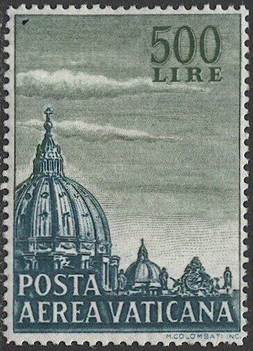 VATICAN CITY Italy 1958  Sc C33  MLH VF 500L  Dome of St Peter's