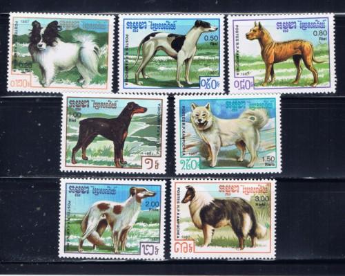 Cambodia 768-74 NH Dogs set; 