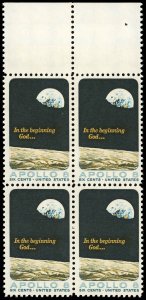 US Sc 1371 MNH BLOCK of 4 - 1969 6¢ Apollo 8 -  See Scan
