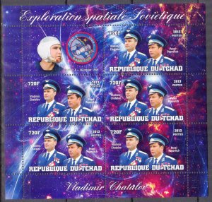 Chad 2013 Space V. Chatalov (6) sheet of 5 MNH