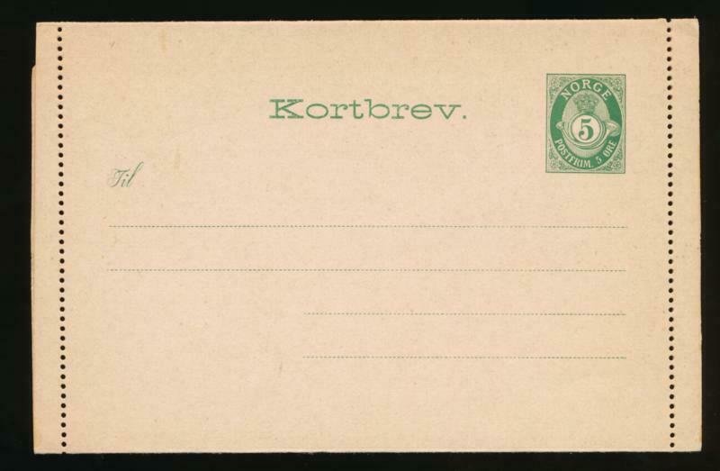 NORWAY Mi. K1 I POSTAL STATIONERY LETTER CARD AFSENDER 5o FLAP 37-44MM