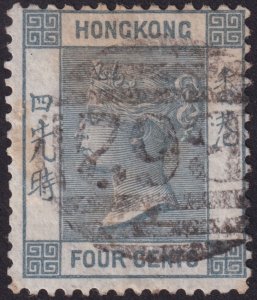 Hong Kong 1863 #10 fu; 4c Slate-Grey