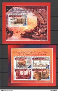 2016 Maldives Art History Great Fire Of London Bl+Kb ** Ml036