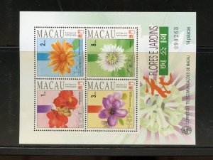 MACAU  1993 GARDEN FLOWERS SOUVENIR SHEET MINT NH