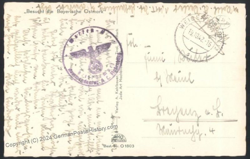 3rd Reich Germany 1942 Concentration Camp KL Flossenburg Guard Feldpost R 114394