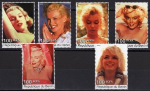 Benin 2002 Tribute to MARILYN MONROE Set  (6) Perforated MNH