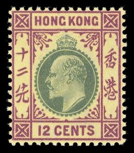 Hong Kong 1903 KEVII 12c green & purple/yellow superb MNH. SG 68. Sc 77.