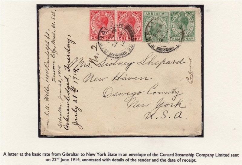 Gibraltar 1912-24 Letter Cover Issue Fine Used 1d. 295891