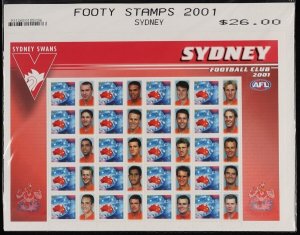 AUSTRALIA 2001 AFL Football SES sheetlets 20 diff players complete set. MNH **.