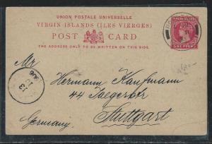 VIRGIN ISLANDS (P2712B) 1906 QV 1D PSC TO GERMANY WITH MSG