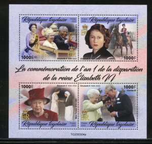 TOGO 2023 1st MEMORIAL ANNIVERSARY OF QUEEN ELIZABETH II SHEET MINT NH