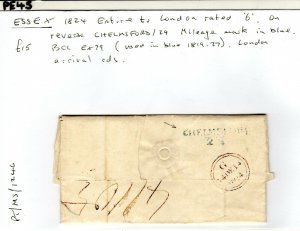 GB Essex Cover *CHELMSFORD/ 29* Mileage Rate*7* London 1824{samwells-covers}PE45 