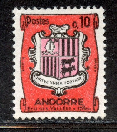 Andorra,  French # 144, Mint Hinge. CV $ .25