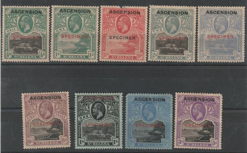 ASCENSION 1922 KGV OVERPRINT SET SPECIMEN NO GUM FAULTS 