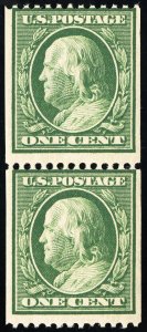 US Stamps # 348 MNH AVG Fresh Pair Scott Value $225.00