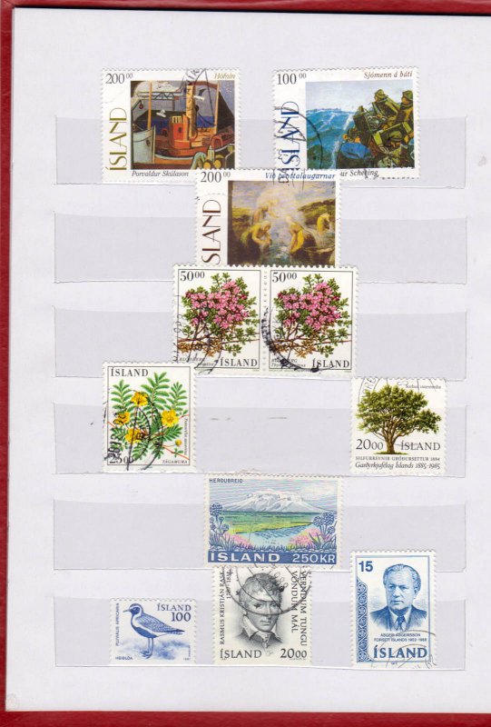 COLLECTION OF ICELAND STAMPS IN SMALL STOCK BOOK 90 STAMPS