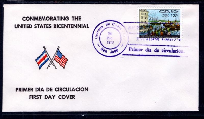 Costa Rica C680 US Bicentennial U/A FDC