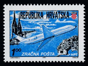 Croatia C1a MNH Aircraft, Zagreb Cathedral, Dubrovnik