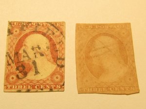 US Stamps, Set of 2 Stamps, Scott.#10a used, Mixed condition, some imperfections