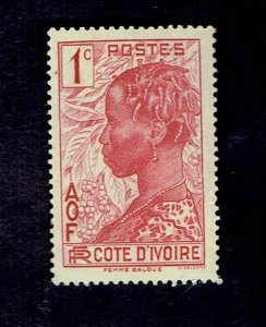 IVORY COAST SCOTT#112 1936 1c BAOULE WOMAN & COFFEE BRANCHES - MNH