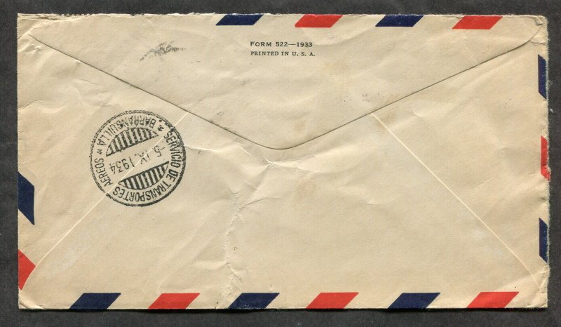 p144 - COLOMBIA 1933 Mancomun Airmail Cover to USA