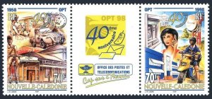 New Caledonia 806-807a pair/label, MNH. Post and Telecommunications, 1998.